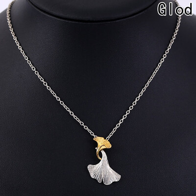

Creative New Fashion Women Men Ginkgo Leaf Pendant Necklace Jewelry Charm Sweater Chain Crystal Choker Necklace Accessories Gifts