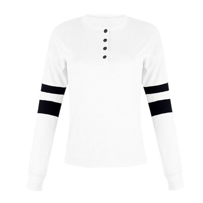 

Women Striped Button Tops Pullover T-Shirts Long Sleeve Casual Blouse Sweatshirt