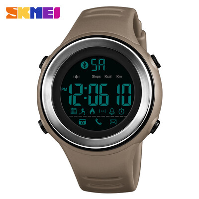 

SKMEI New Men Bluetooth Sports Watches Smart Calories Pedometer Stopwatch Waterproof Digital LED Electronics Wristwatches 1396