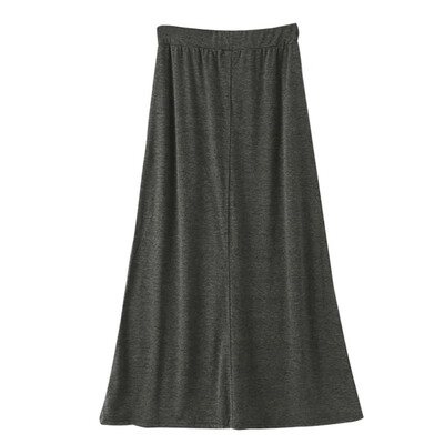

A-line Skirt Ankle-Length Loose Casual High Waist Women Fashion Simple Solid Color Empire Waistline Skirt