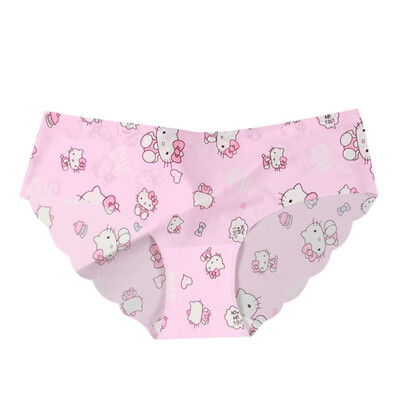 

New Seamless Sexy panties Low-Rise Ice Silk underwear women Lingerie Breathable Cartoon Print Cute Girl Ultra-thin Briefs