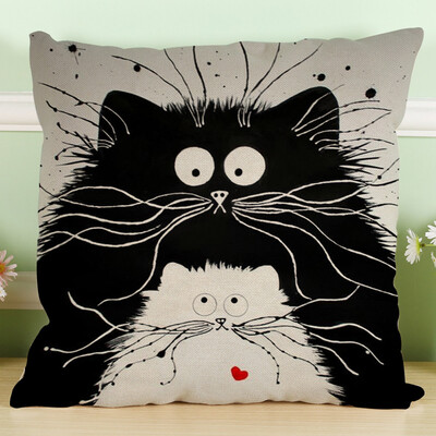

〖Follure〗Vintage Cat Dog Cotton Pillow Case Sofa Waist Throw Cushion Cover Home Decor A