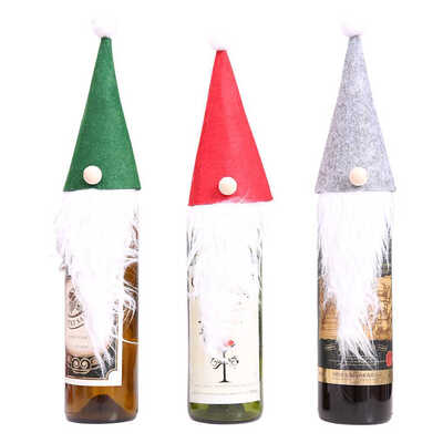 

Christmas Xmas Santa Gnome Wine Champagne Bottle Cover Cap Topper Decoration Wizard Desk Travel Picnic Festival Holiday Gift