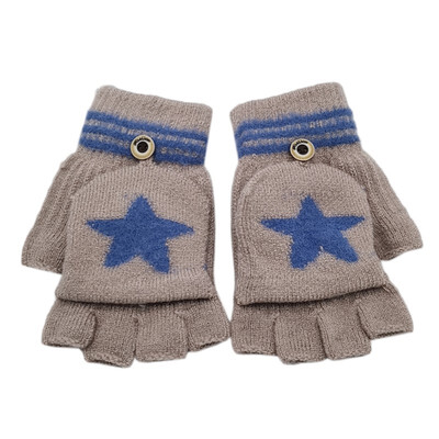 

Baby Winter Gloves Children Girl Boy 8-14 Years Half Finger Flip Cover Gloves Boys Girls Warm Children Mittens Knitted Gloves