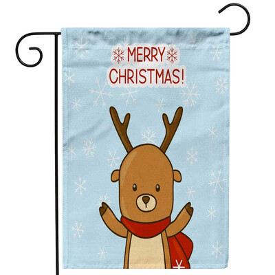 

Gobestart Merry Christmas Santa Claus Dog Elk Garden Flag Family Decoration Flag 30x45cm