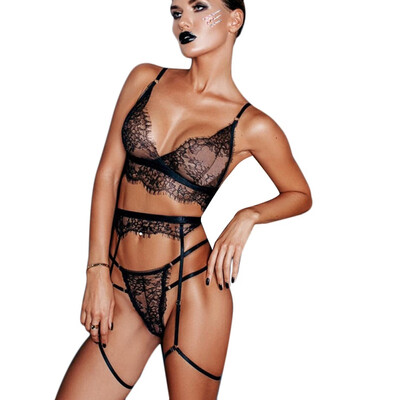 

New Fashion Sexy Lace Perspective Three-point Sexy Underwear