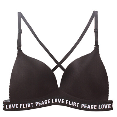 

Summer Sexy Triangle Cup Cross Beauty Back Bra Underwear Casual Letter Printing No Steel Ring Push Up Bras For Women Bralette