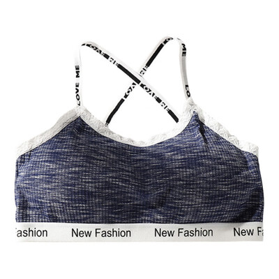 

Letter Print Sexy Bra Women One Piece Wireless Removable Padded Bra Lace Bralette Crop Top Push Up Bra Underwear Women