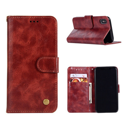 

MOONCASE Samsung Galaxy J8 Premium Vintage Leather Case - Wine Red