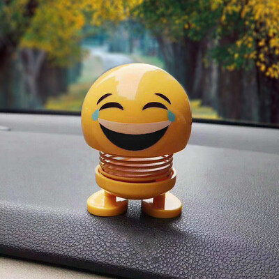 

Gobestart Spring Cute Smiley Doll Car Ornament Interior Dashboard Decor Bounce Toys