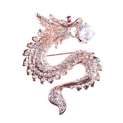 

Luxury Rhinestone China Dragon Brooches Crystal Suit Pin Zinc Alloy Animal Brooch Pin Women Jewelry