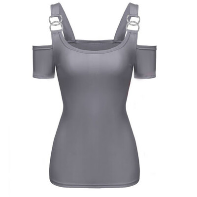 

Womens Tops And Blouses Streetwear Cold Shoulder Short Sleeve Blouse Tunic Ladies Top