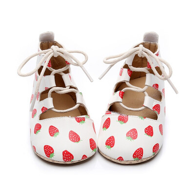 

Baby Girls Lace Up Shoes Newborn Infant Baby Girl Roman PU Leather Firstwalker Summer Pram Soft Sole Flat Shoes