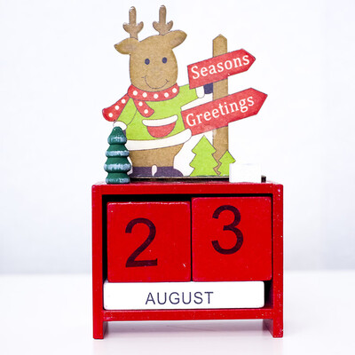 Toponeto Christmas Mini Wooden Calendar Xmas Ornament Home Decoration Craft Gift