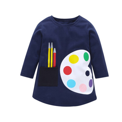 

Spring Autumn Girl Dress Baby Kids Children Dress Girls Long Sleeve Cartoon Dress Soft Cotton Princess Dresses
