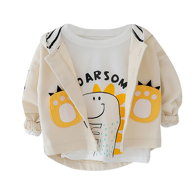 

Boys Jacket Coat Spring Autumn Children Jacket Baby Clothes Cartoon Dinosaur Pattern Hooded Jacket Tops Outwear Kids Clothes