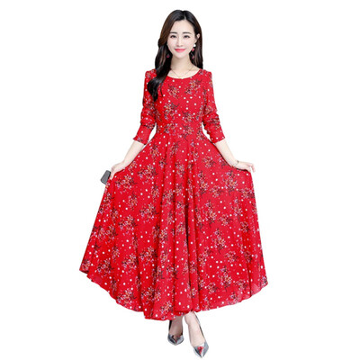 

Women Dress Maxi Long Vestidos Bohemian floral printed Long sleeve Autumn Beach Robe Femme vacation fashion dresses