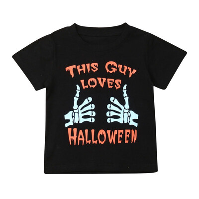 

New Cotton Baby Boy Clothes Halloween Letters Print T-Shirts Tops Boys Clothes Short Sleeve T-Shirt Boys
