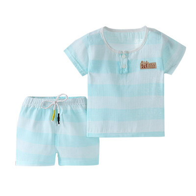 

Summer 2pcs Set Baby Girls Boys Clothing Set Candy Color Stripe Cotton Sports T-Shirts Shorts Toddler Clothes Set 1-6Y