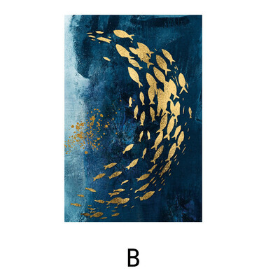 

Toponeto Decorative Painting Nordic Modern Golden Fish Watercolor Frameless Painting Core