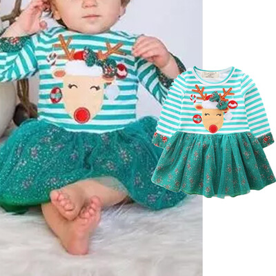 

New Infant Kids Baby Girls Christmas Ruffles Tutu Dress Princess Party Clothes