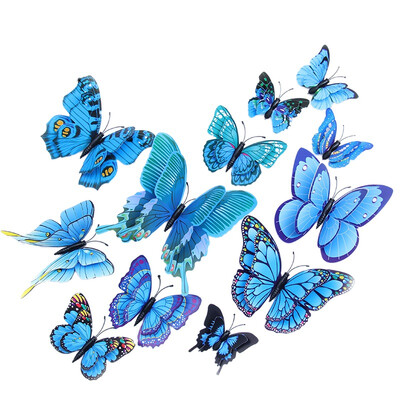 

PVC 3D Butterfly Stickers Magnetic Butterfly Fridge Sticker Cartoon Coloful Animal Home Wall Decoration Magnetic Sticker 12pcs