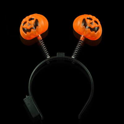

New Arrive Halloween LED Flashing Light Pumpkin Headband Party Dance Props Headgear Skully Hair Stick out