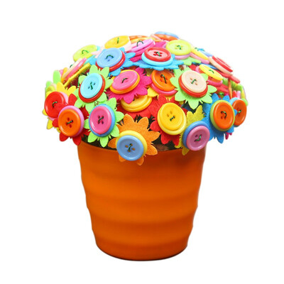 

DIY Multicolor Round Resin Decorative Buttons Flower with EVA Flower Pot Scrapbooking Embelishments Sewing Craft Supply