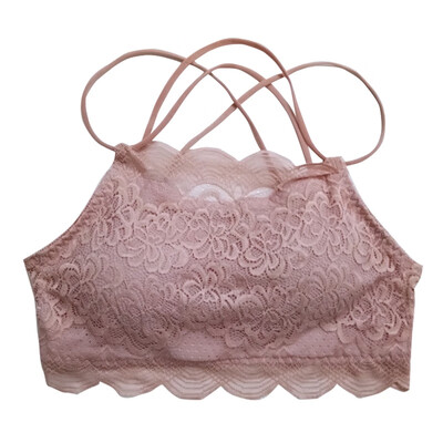 

Tube top feminine detachable chest pad lace embroidered wear fitness lace cross strap beauty back wrapped chest sports bra