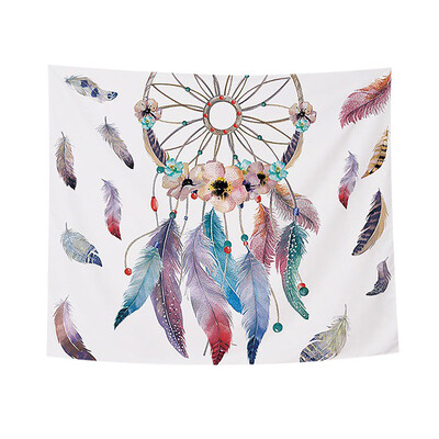 

Toponeto Watercolor Dreamcatcher Home Tapestry Thicken Peach Fur Fabric Wall Hanging
