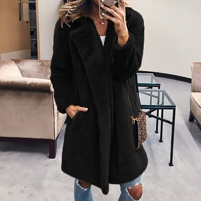 

Toponeto Womens Ladies Warm Faux Fur Coat Jacket Winter Solid Turn Down Collar Outerwear