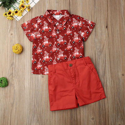 

Christmas Toddler Kids Baby Boy Clothes Xmas Taxi Tops T-Shirt Shorts Outfits