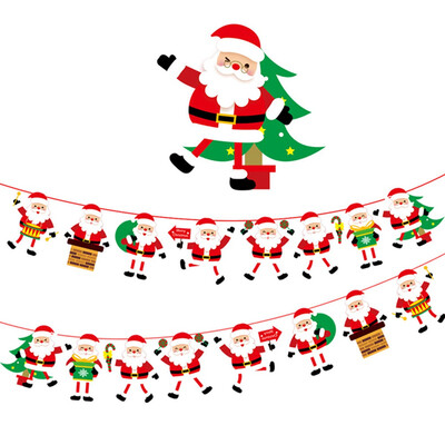 

3M Length Merry Christmas Flag Home Party Decor Hanging Snowman Santa Claus Elk Sock Christmas Tree Banner Decor Supplies