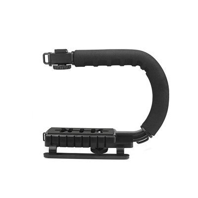 

Black C U Shape Camera Camcorder Action Stabilizing Handle Holder for Mobile Phone with Anti-skid Pad Design