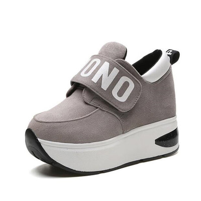

DIWEINI 2019 Black Red Platform Outdoor Shoes Hidden Heel Thick Sole Slip On Creepers Wedge Increase Shoes Ladies For Women