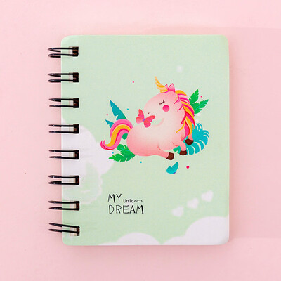 

1Pc Cute Cartoon Unicorn Hard Cover Coil Notebook Kawaii Planner Pupils Notepad Cute Line Inner Page Stationery