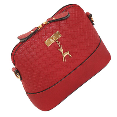 

Fashion Women Plaid Pattern Small Deer Pendant Shell Shoulder Handbag