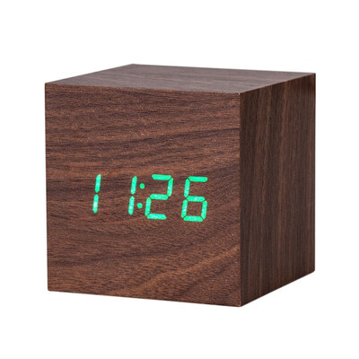 

Multicolor Wooden Clock New Modern Wood Digital LED Desk Alarm Clock Table Decor