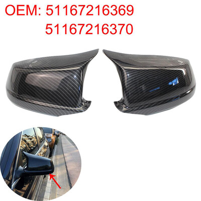 

1 Pair Carbon Fiber Door Side Mirror Cover Cap Protector Black For BMW F10 F11