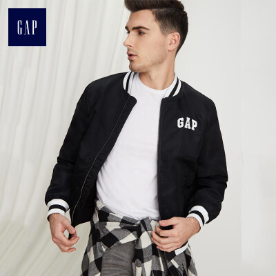 

GAP flagship store mens casual baseball uniform jacket winter mens jacket stand collar logo shirt 422315 positive black 185104A L