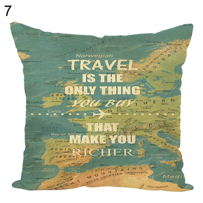 

45x45cm Geography Map Throw Pillow Case Cushion Cover Sofa Bed Office Home Decor