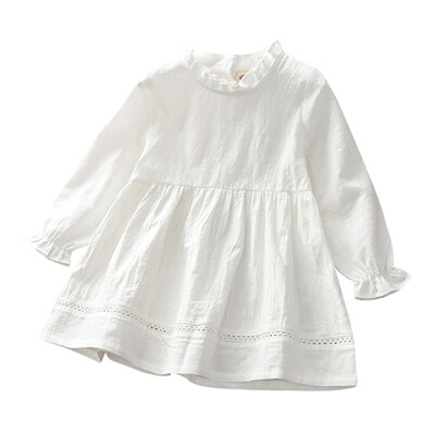 

Summer Baby Girls Cute Solid Color Bottoming Long Sleeved Sweet Princess Dress