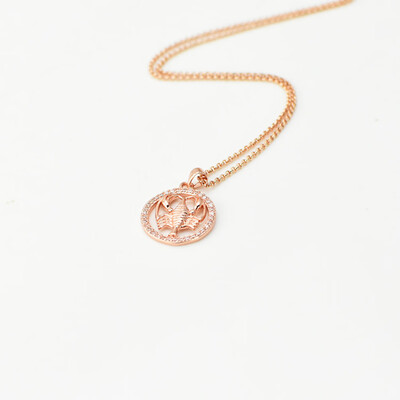 

12 Constellation Round Scorpio design glittering Necklace gold tone Fashion Jewelry Necklace