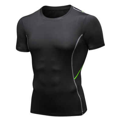 

Mens Casual short-sleeved Shirt Stretch Wicking Breathable Bottoming Round Neck T-shirt Sports Shirt For Running Exercise