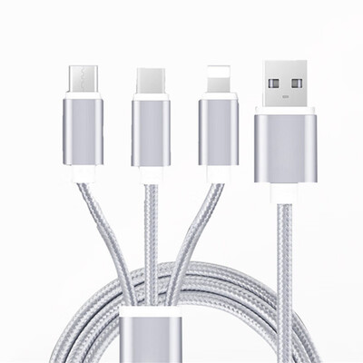 

High Quality 3 in 1 multi-function 1M Retractable Nylon Micro USB Cable Usb Cable