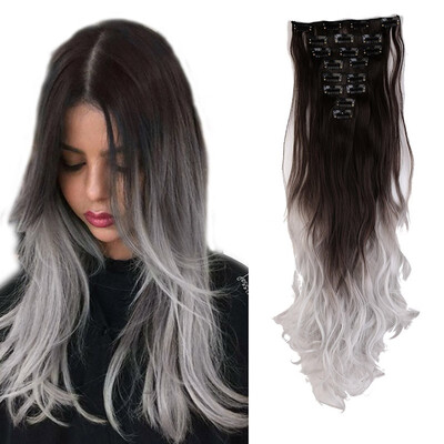 

8 PcsSet Fashion Long Curly Wavy Straight Clip In Hair Extension Sexy Heat Resistant Party Hair Natural Synthetic Hair For Women