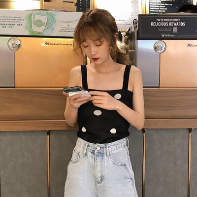 

Camisole Female Dot Print Design Sexy Strapless Material Comfortable Breathable Knit Highlights Charming Short Section