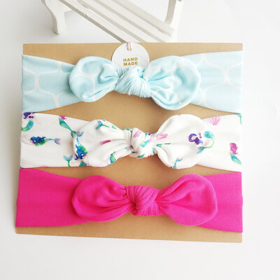 

3 Pcsset Popular Fashion Cute Baby Kids Girls Flower Cotton Rabbit Ears Headband Bow Flower Hair Band Accessories Headwear