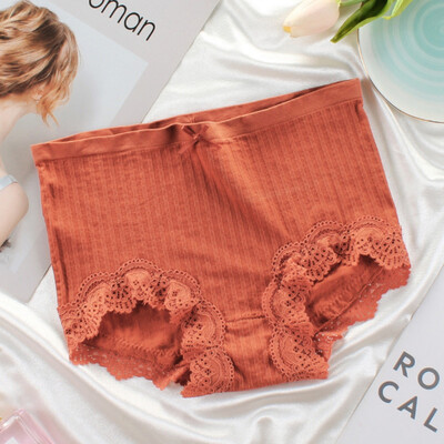 

Women Mid Waist Knitting Thread Panties Breathable Cotton Crotch Briefs Free Size Lace Female Underwear Seamless Comfort Panty