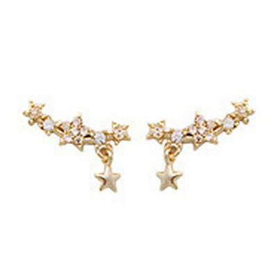 

1 Pair Korea Style Gold Plated Alloy Simply Rhinestone Star Ear Stud Earrings